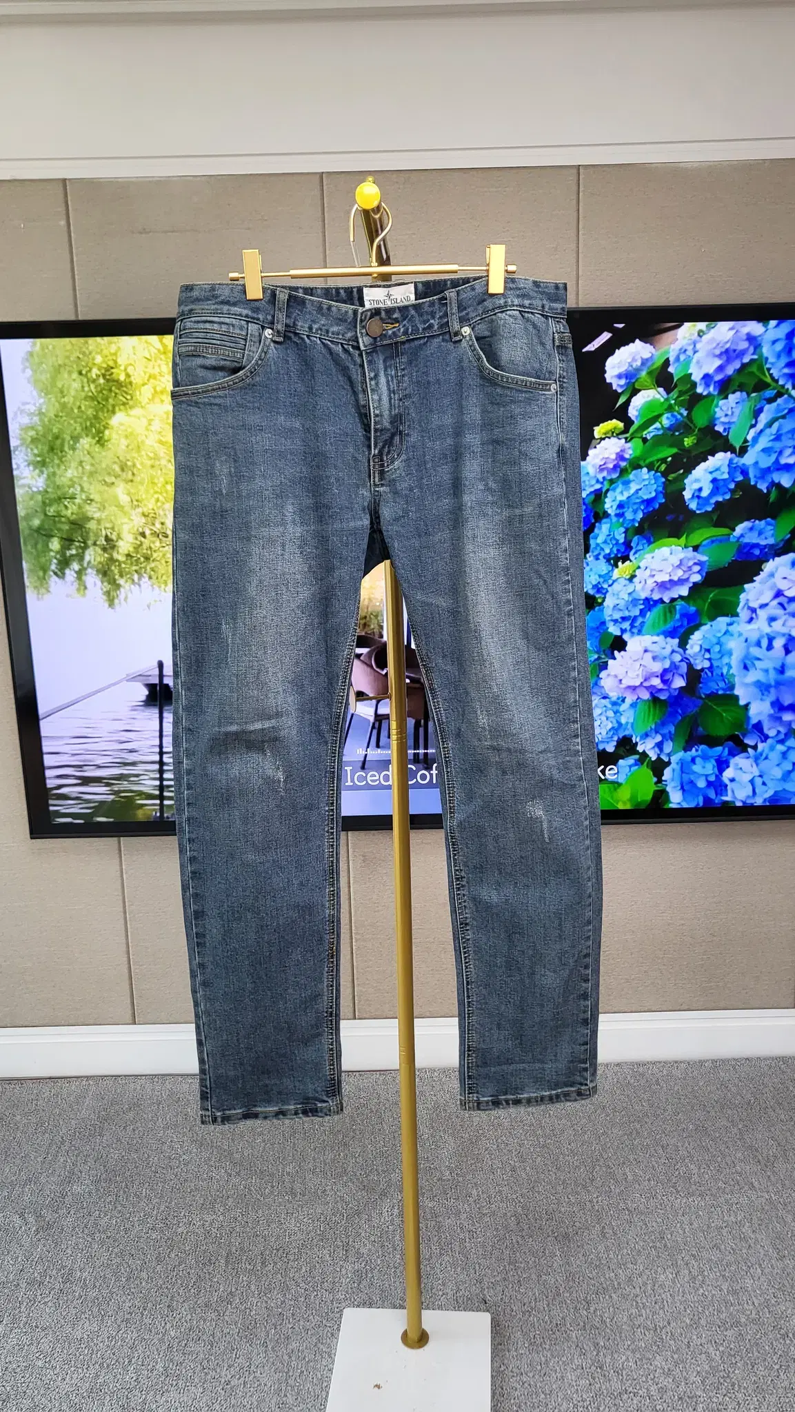 STONE  コンパスパッチデニム ストーンアイランドコンパスパッチミッドブルーデニムパンツ
